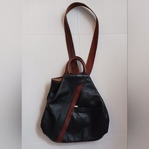 LaGaksta Vera Pelle Black & Brown Italian Leather Backpack Sling, FLAW